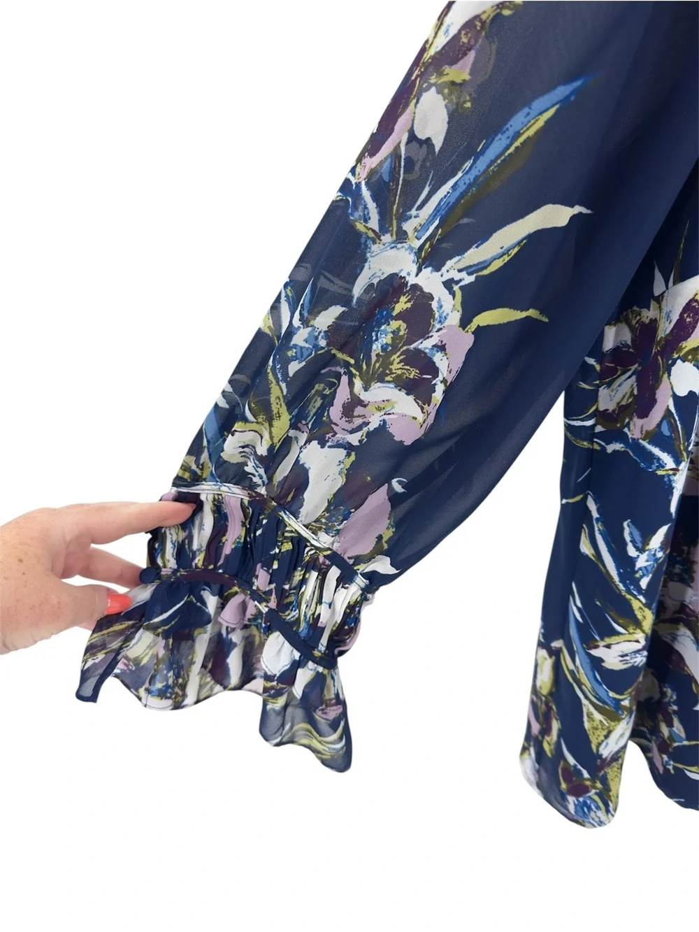 Chicos Birds Of Paradise Printed Blouse Top Size 4 US 20/22 XXL Fairy Floral - Picture 3 of 11